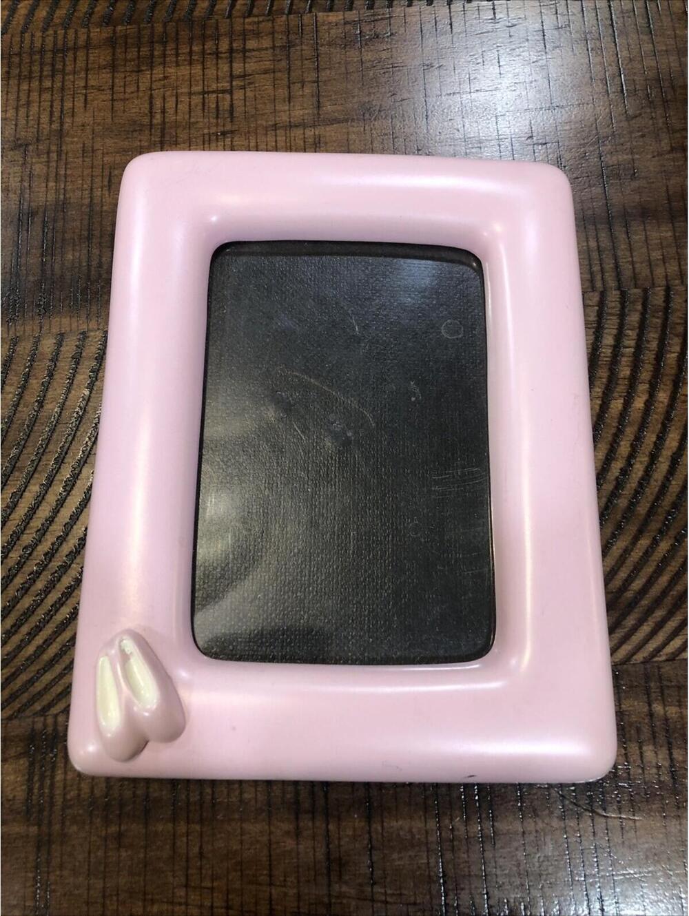 Vtg Pink ceramic Photo frame with pink shoes 4"x6” Ballerina Girls Room Decor